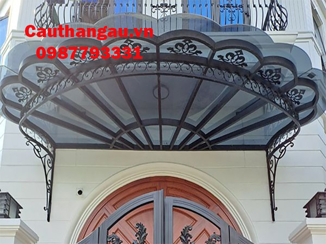 Mái che sắt nghệ thuật kính cường lực tại hà nội